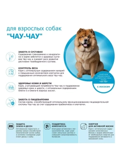 Сухой корм для собак породы Чау-чау, с лососем, 2,5 кг
