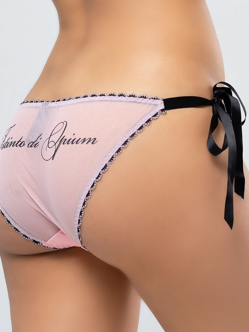 Слипы на завязках с надписью на задней части (Размер: S-M-L) (Цвет: черный с розовым)