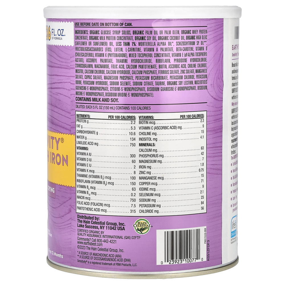 Earth's Best, Органическая смесь для детей с железом, для детей в первые 12 месяцев, 907 г (32 унции)