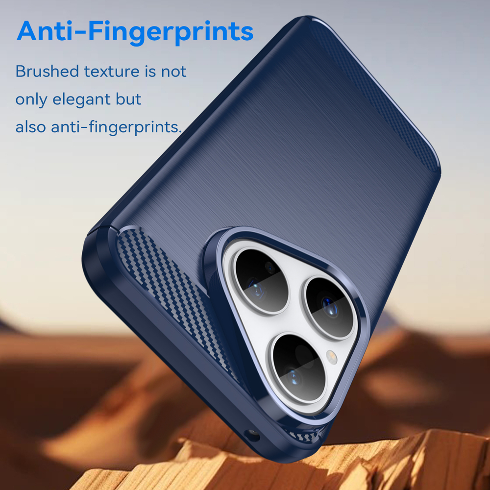 Чехол синего цвета на Huawei Pura 80, мягкий отклик кнопок, серия Carbon (с дизайном под карбон) от Caseport