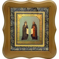 Антоний и Феодосий Печерские Преподобные. Икона на холсте.