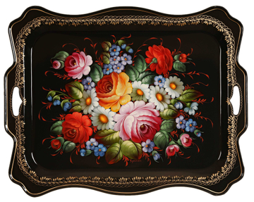 Жостовский поднос декоративный, размер 48х39 см (A23), металлический