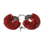 Наручники с пушистым мехом бордовые