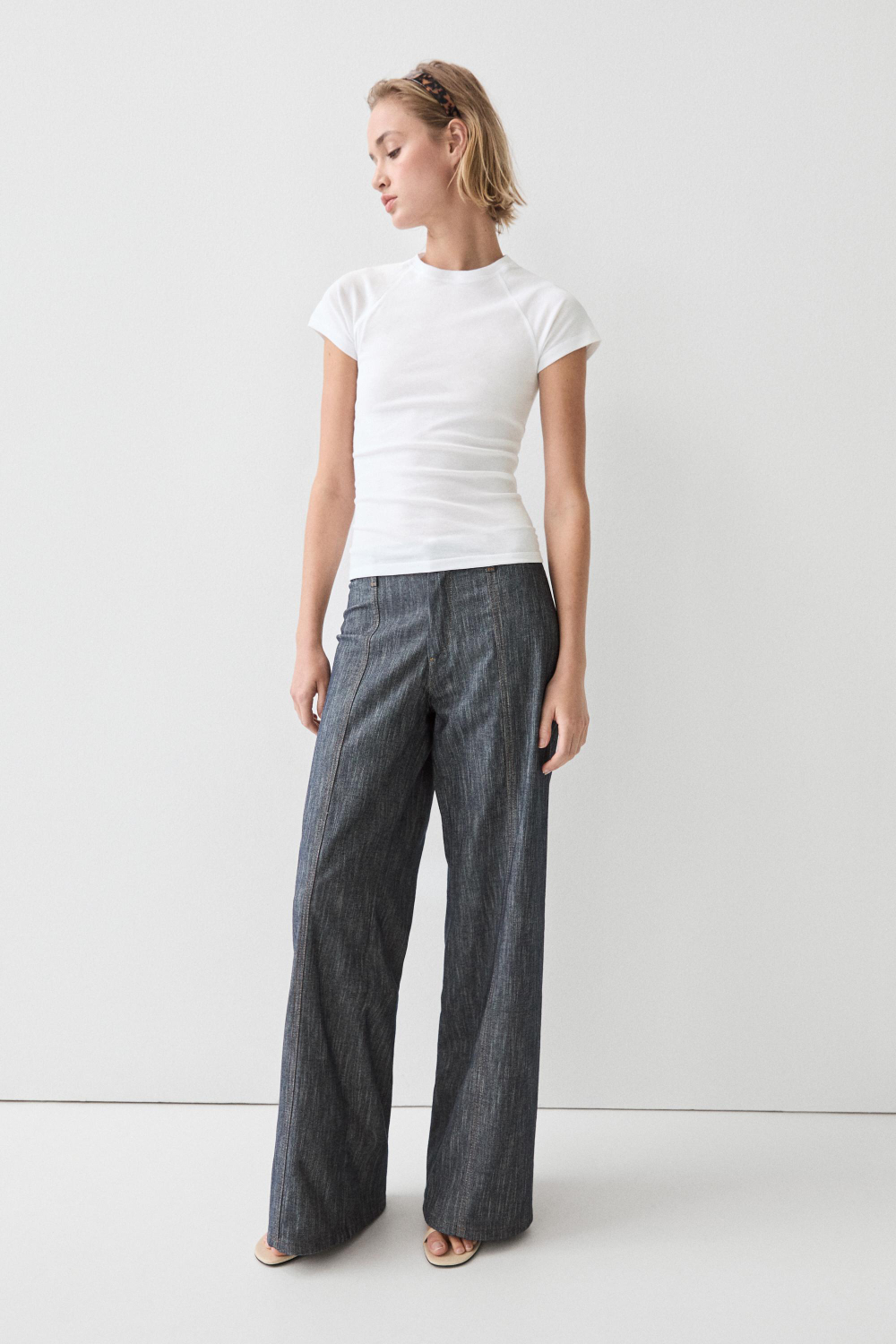 Massimo Dutti Футболка-реглан с коротким рукавом, белый