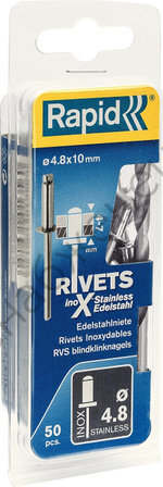 RAPID 4.8х10 мм, 50 шт, Нержавеющая заклепка (5000396)