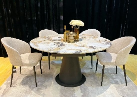 Стол TERAMO 135 GLOSS GRAND JADE SOLID CERAMIC, керамика, поворотн.механизм / Черный каркас