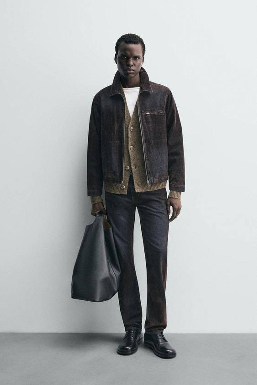 ZARA ДЖИНСЫ RELAXED FIT С ФЛОКИРОВАНИЕМ ПОД БАРХАТ, КОРИЧНЕВЫЙ