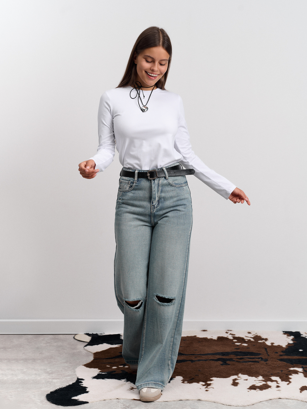 Лонгслив женский "Cкин" белый