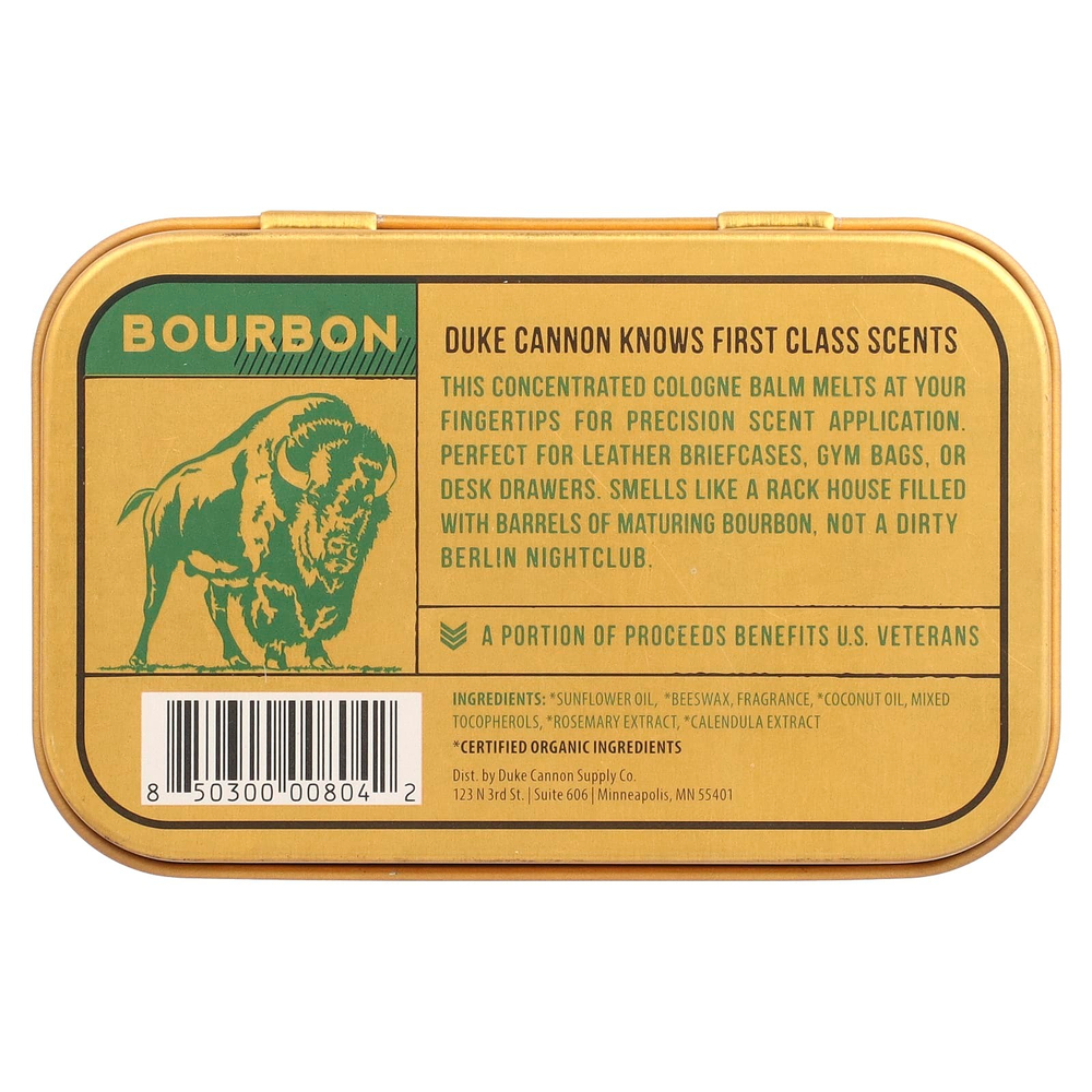 Duke Cannon Supply Co., твёрдый одеколон, бурбон, дубовая бочка, 40 г (1,5 унции)