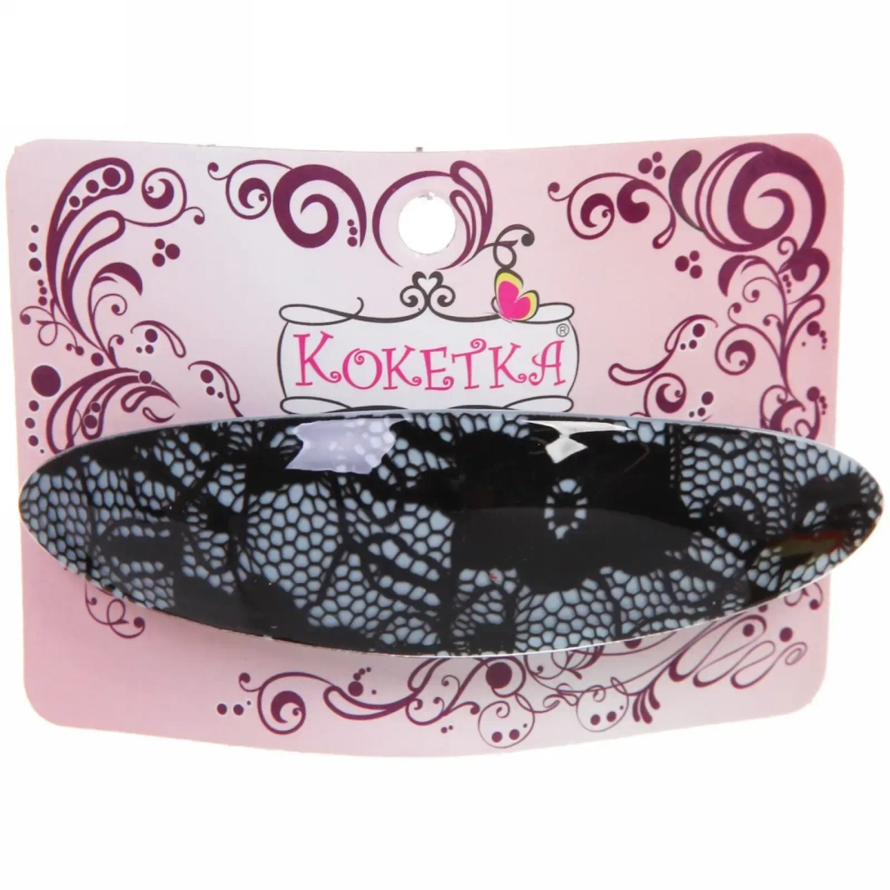 Заколка автомат «Lady Collection - Кружево», овал, 6 цветов, 9*2,5см (Кокетка)