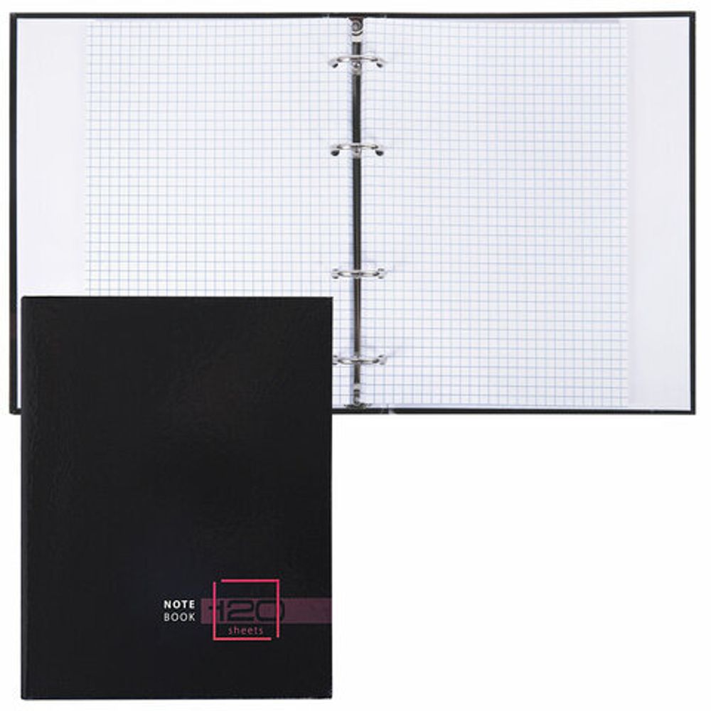 Тетрадь на кольцах А5 165х215 мм, 120 листов, твердый картон, клетка, BRAUBERG, "Dark", 404709