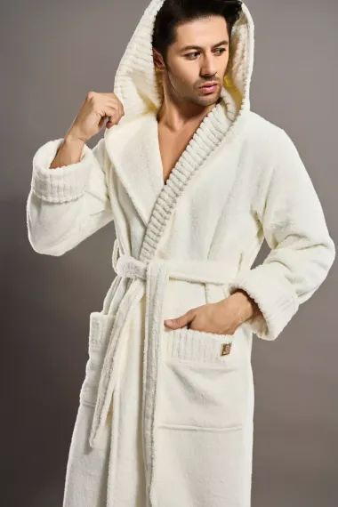 Халат мужской махровый 1430 кремовый Nusa Турция
