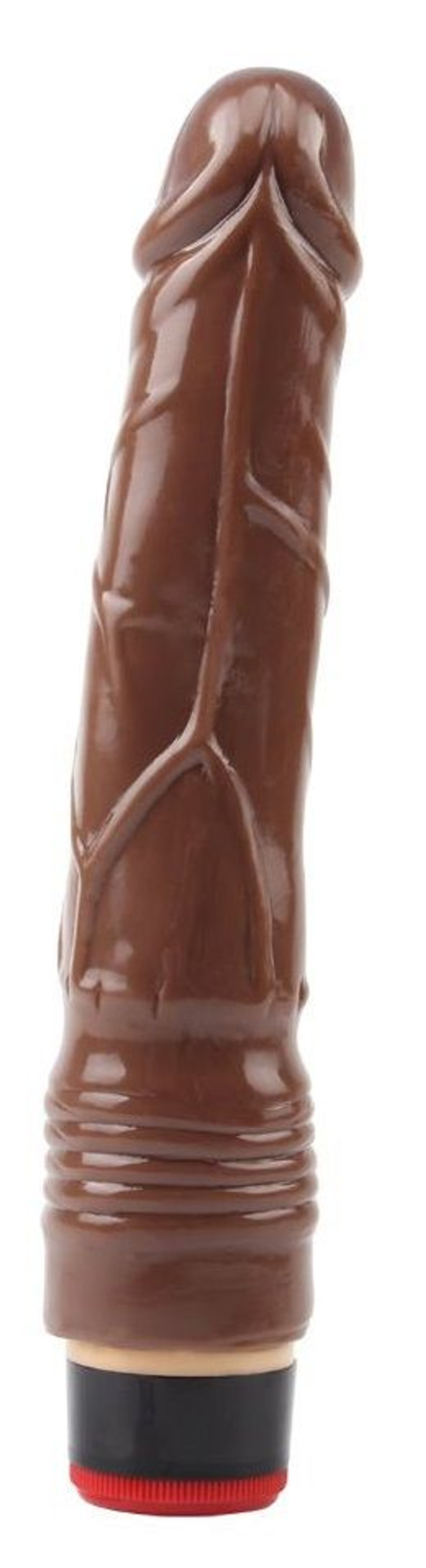 Коричневый вибратор-реалистик 9” Vibe Cock - 22,5 см. (Цвет: коричневый)