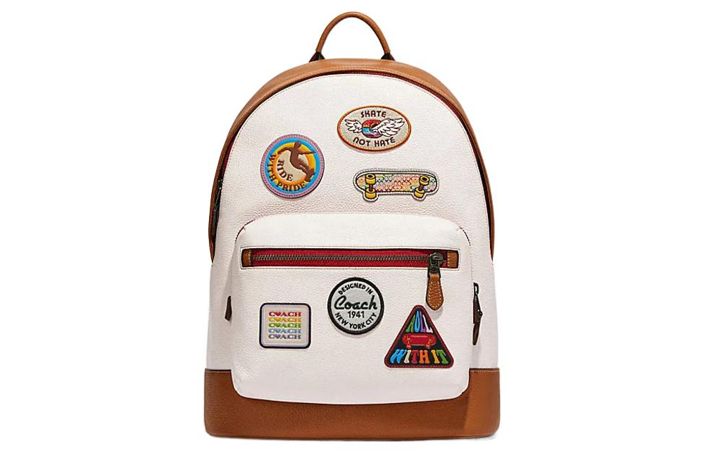 COACH West Cow Leather With Textile Backpack Regular Women"s White & Brown