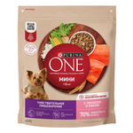 Сухой корм Purina ONE МИНИ &lt;10 кг для собак мелких пород с чувствительным пищеварением лосось  рис 600 г