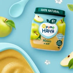 Пюре фруктовое ФрутоНяня с 4 месяцев, яблоко, 100 г
