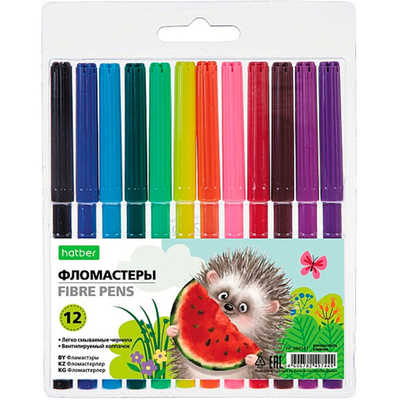 Фломастеры 12 цв. "ECO" Хорошо быть ёжиком FP_080547 Hatber/ОЗОН