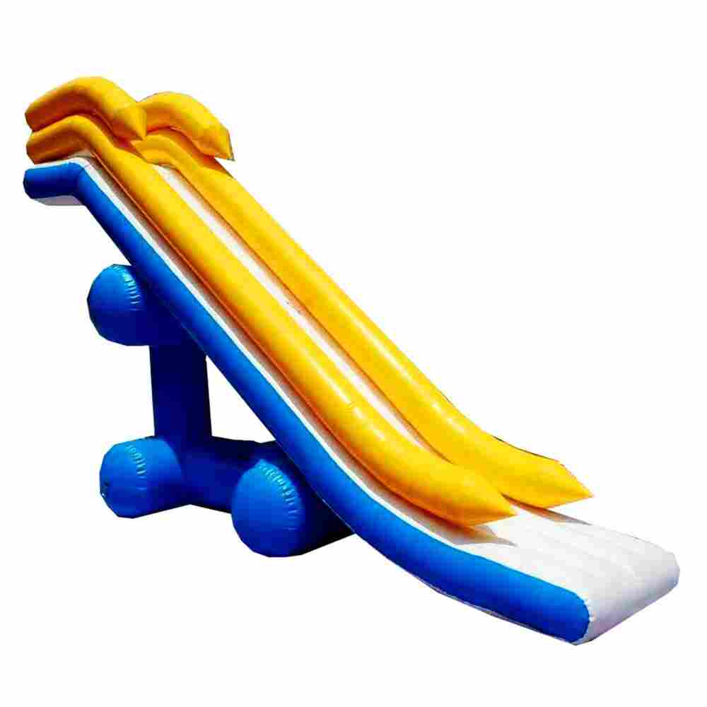 Надувная прямая водная горка для вышки (опоры) «Солнечный залив», 12*2*8 м