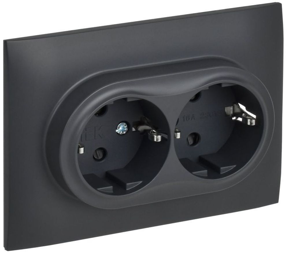 Розетка 2-м SKANDY 16А с заземл. защ. шторки в сборе SK-R07T титан IEK SK-R24-16-K48-F Розетка 2-м SKANDY 16А с заземл. защ. шторки в сборе SK-R07T титан IEK SK-R24-16-K48-F