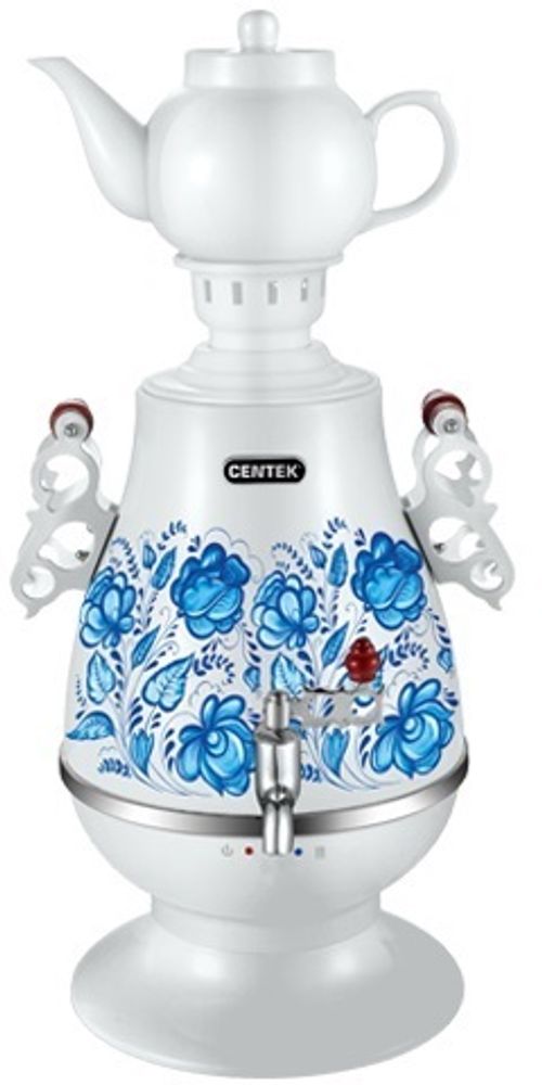 Чайник-самовар CENTEK CT-0091А WHITE корпус металл 4 л, керамич. заварочный чайник, поддержание темп, LED индикатор, мощн. 2300 Вт