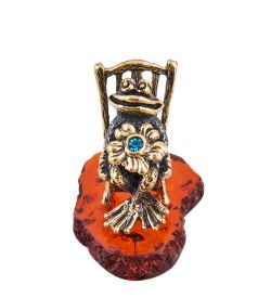 Народные промыслы AM-3687 Фигурка «Лягушка Кавалер в ожидании» (латунь, янтарь)