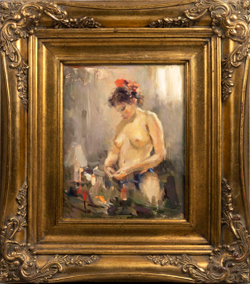 [Ню] Н/х. Обнаженная. Утро. Картон, масло. 2002 г.