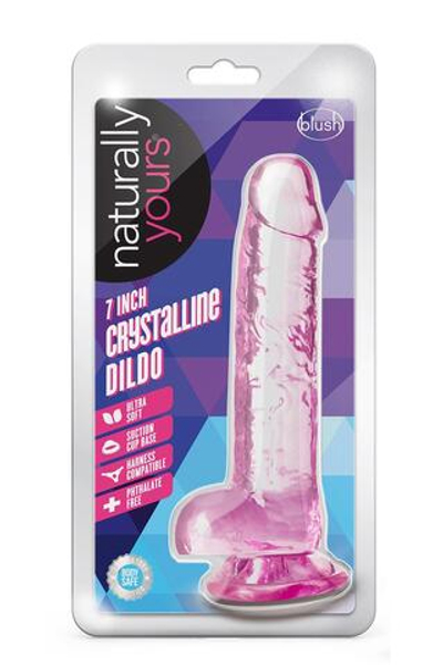 Розовый фаллоимитатор 7 Inch Crystalline Dildo - 17,7 см. (Цвет: розовый)