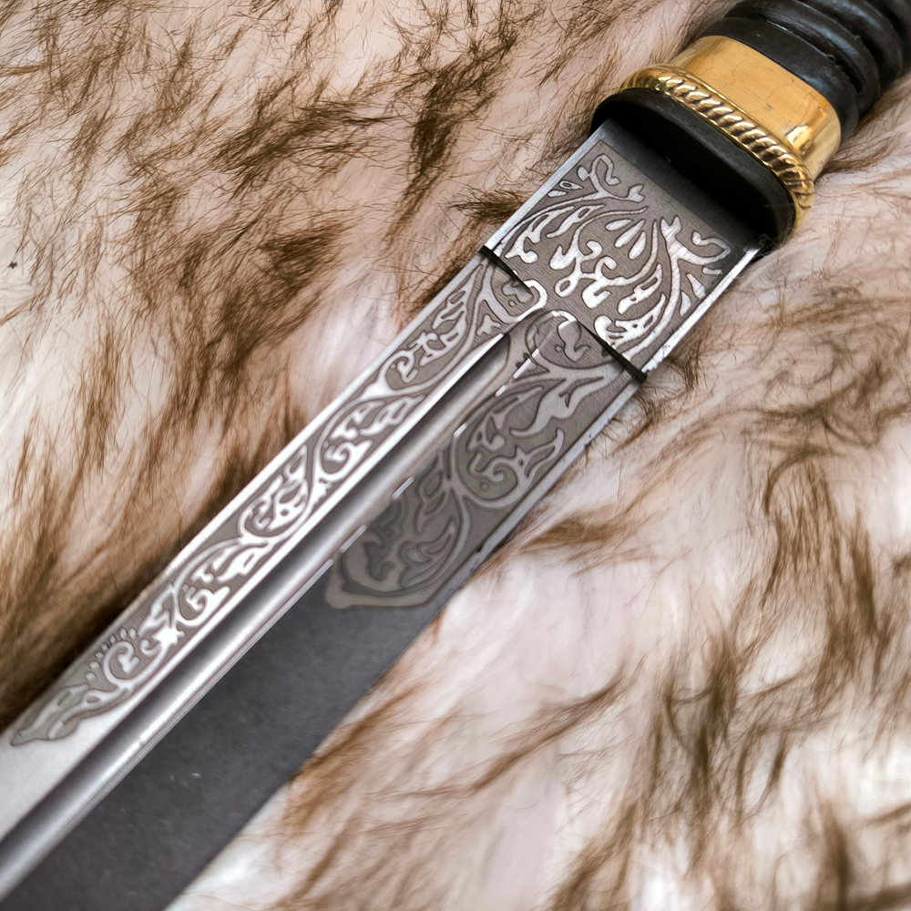 Нож казачий Пластунский с резьбой (латунь)