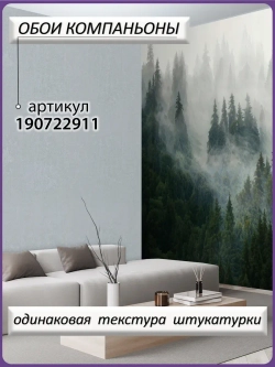 3D Фотообои туманный лес в горах
