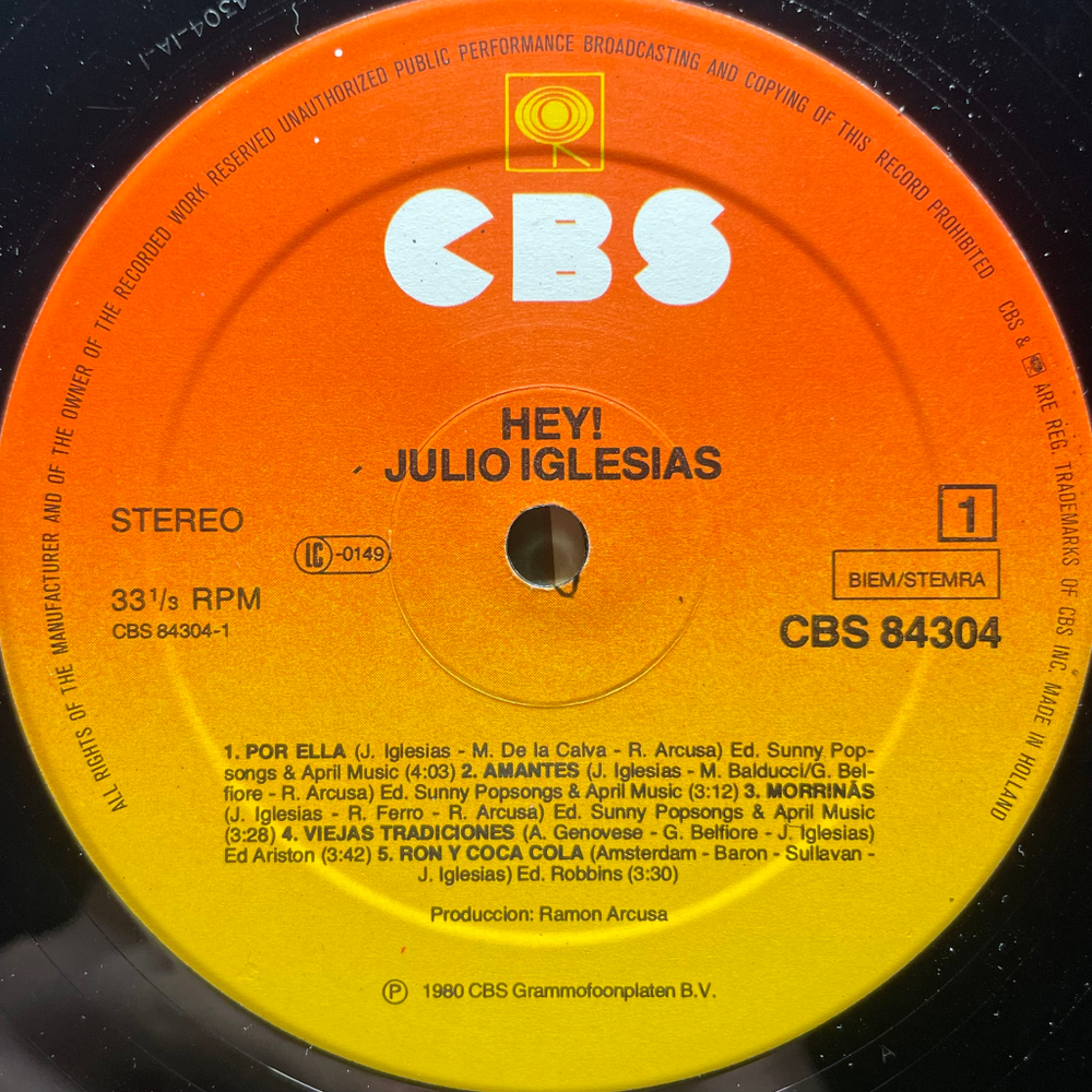 Julio Iglesias- Hey! (Голландия 1980г.)