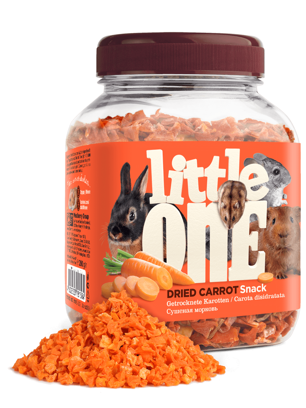Little One Сушеная морковь. Лакомство для всех видов грызунов, 200 г