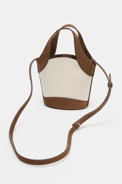 ZARA ХОЛЩОВАЯ СУМКА С ПЛЕЧЕВЫМ РЕМНЕМ, КОРИЧНЕВЫЙ