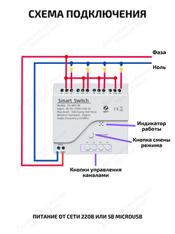 Умное реле Tuya ZigBee для Алисы на 4 устройства