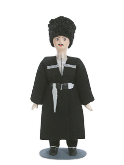 Кукла коллекционная в кавказском мужском костюме: черкеска, папаха