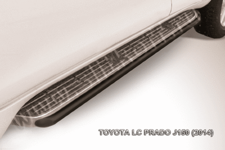 Пороги стальные Toyota Land Cruiser Prado J150 (2013-2017) d42 труба (черные)