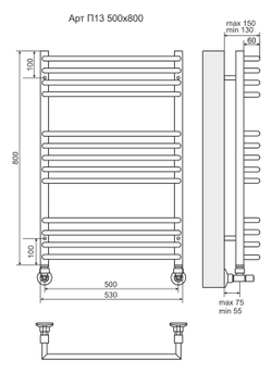 Полотенцесушитель водяной Terminus Арт П13 500х800