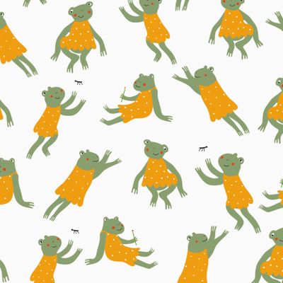 Лягушки в платьицах на белом фоне