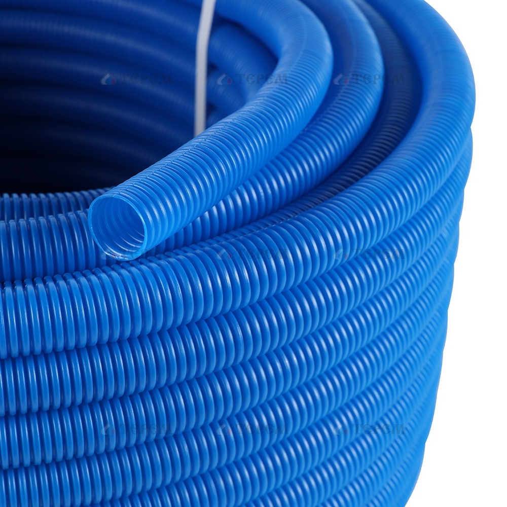 Труба гофрированная STOUT ПНД, цвет синий, наружным диаметром 23 мм для труб диаметром 16 мм