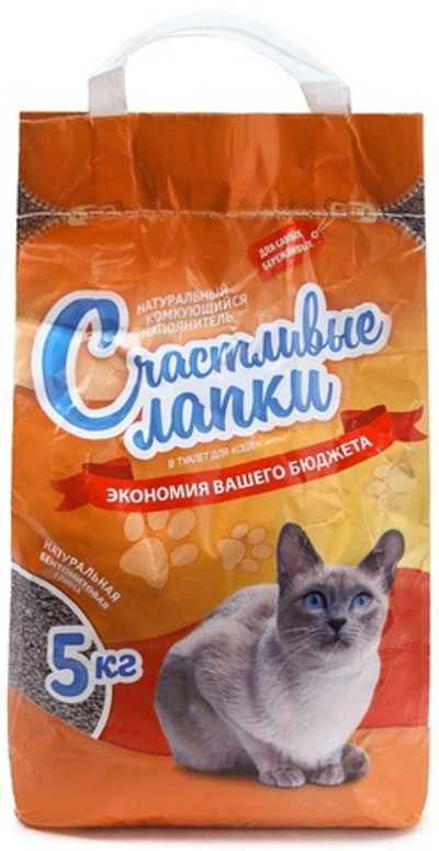 Кошач. наполнитель Счастливые лапки эконом 5кг.комкующийся