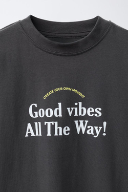 ZARA ФУТБОЛКА С НАДПИСЬЮ, АНТРАЦИТОВО-СЕРЫЙ