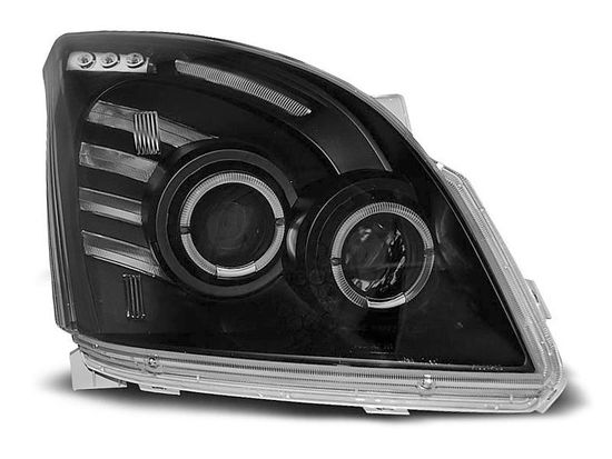 Передние фары angel eyes black для Toyota Land Cruiser Prado 120