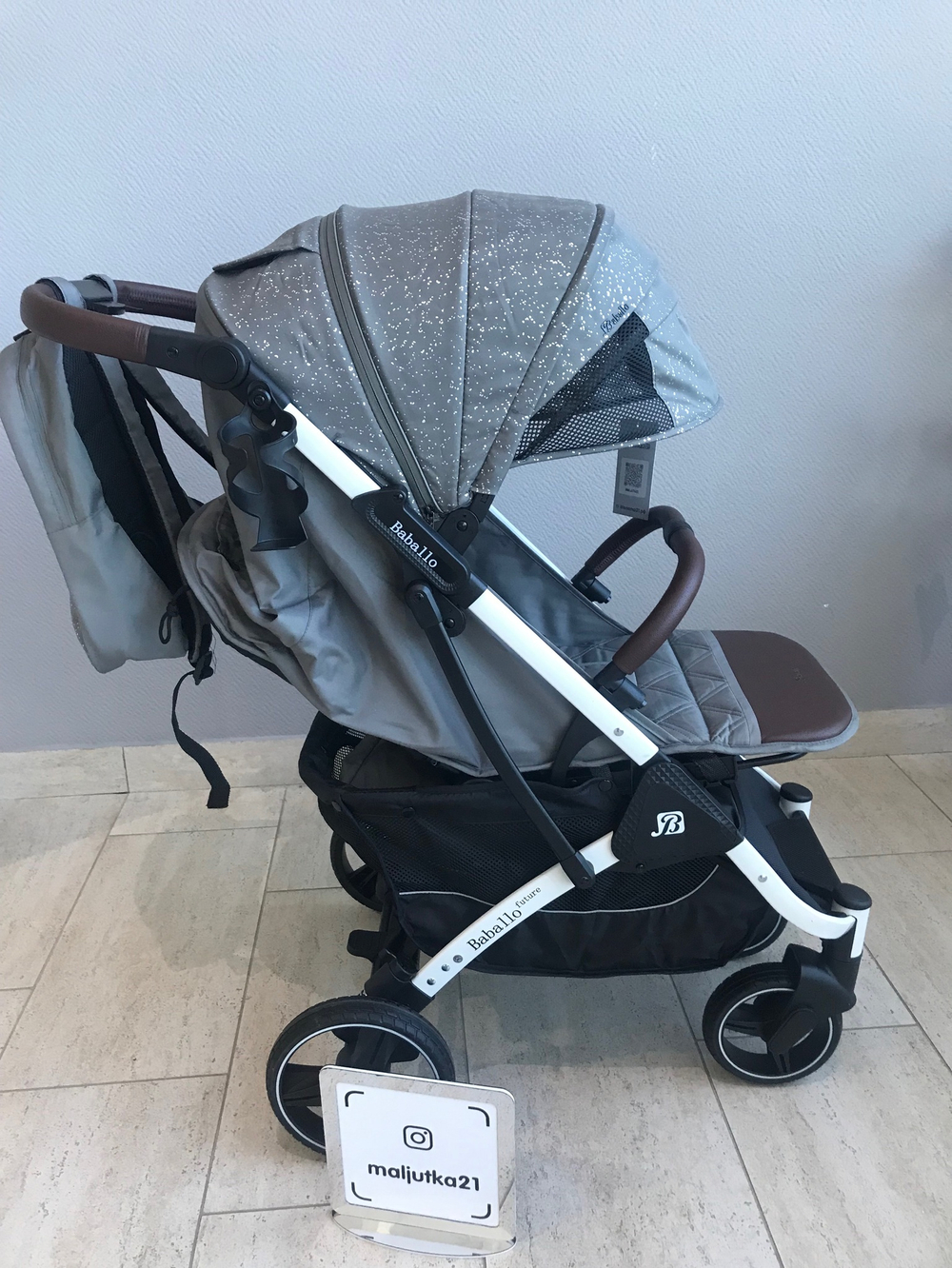 Коляска прогулочная Babalo 2024 Снег текстиль на белой раме