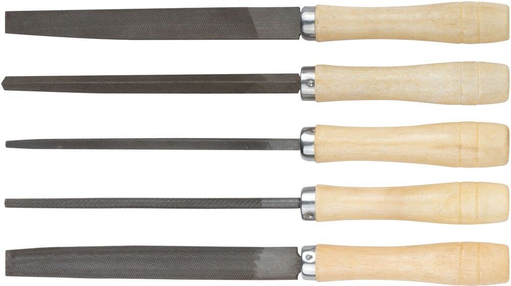 Напильники, набор 5шт., деревянная ручка 150мм