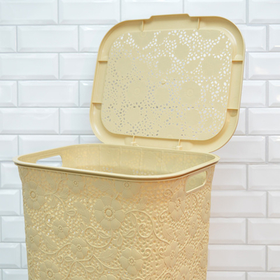 Корзина для белья 50л "Ажурная", цвет бежевый