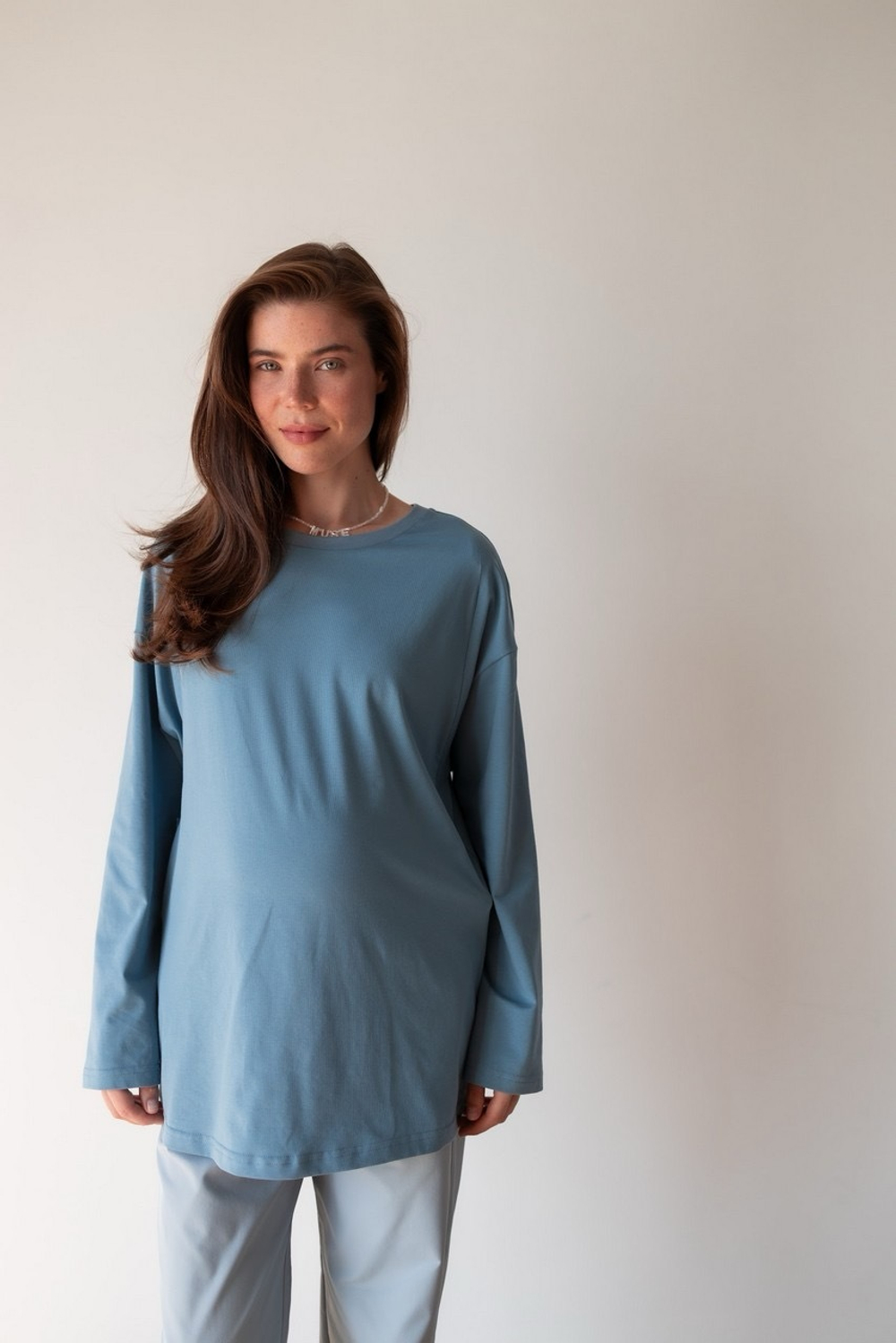 Лонгслив Basic, Пыльно-Голубой