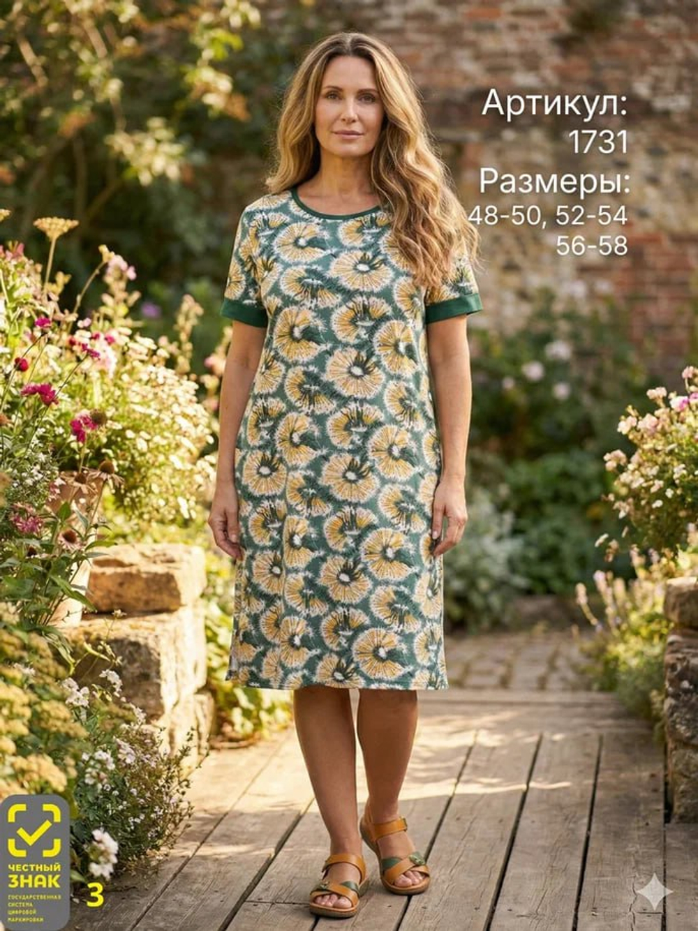 1731 Футболка удлиненная женская, микс (56/58)