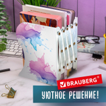 Подставка-держатель для книг и учебников BRAUBERG раздвижная металлическая белая с печатью