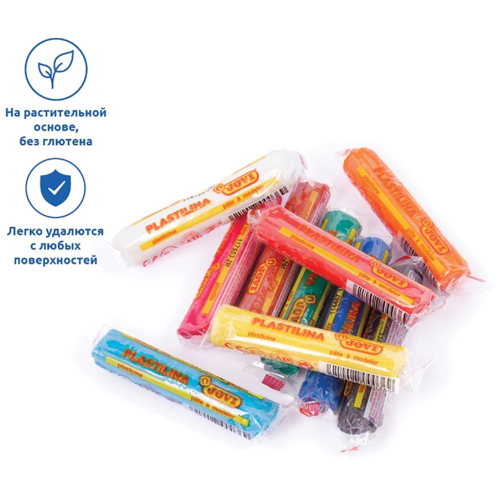 Пластилин 10 цветов Jovi, 150г, растительный, карт. коробка