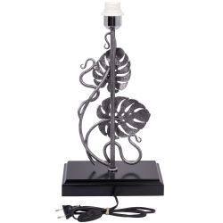 Настольная лампа Monstera Deliciosa (Монстера) Черный Античное серебро с абажуром Vintage Белый