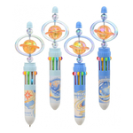 Ручка шариковая, автоматическая, 10в1, Basir, серия "Планета", 10-ти цветная, с резиновой фигуркой, 24 шт